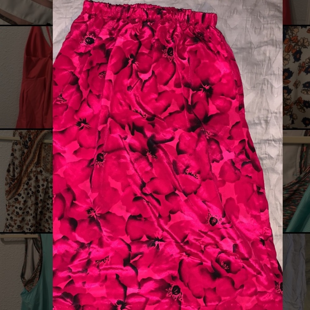 Pink floral slip skirt